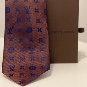 Louis Vuitton Vintage Malletier Monogram silk tie